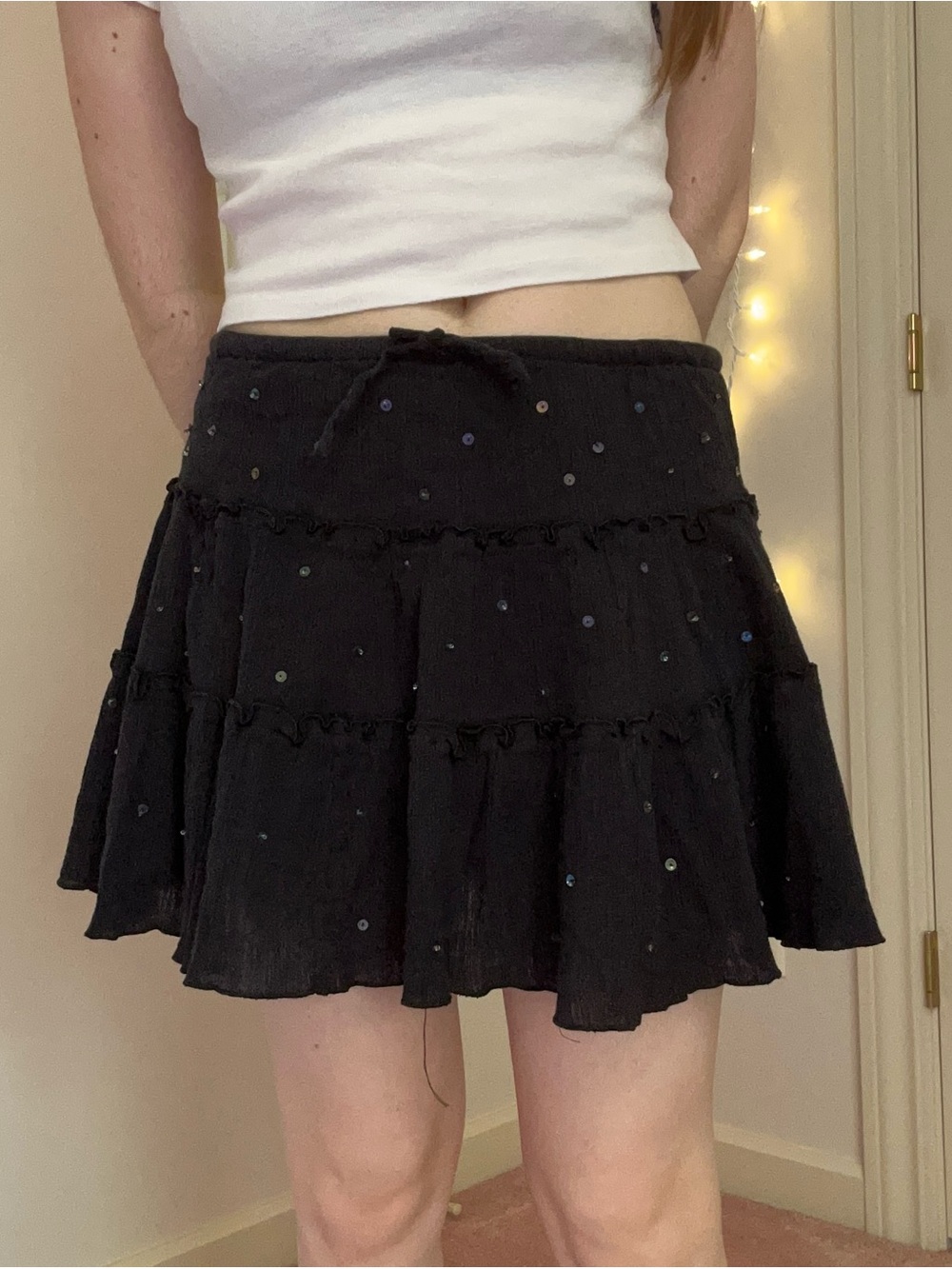 Y2K Black Sequined Skirt